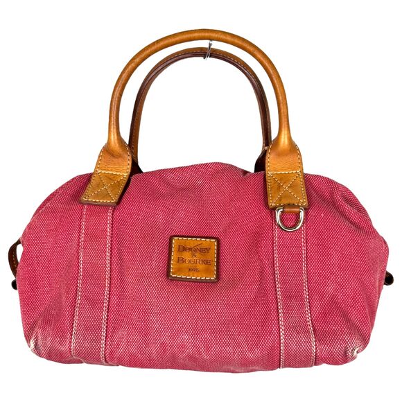 Dooney & Bourke Canvas and Leather Pink Duffle Style Purse  - Flawed - Picture 1 of 9